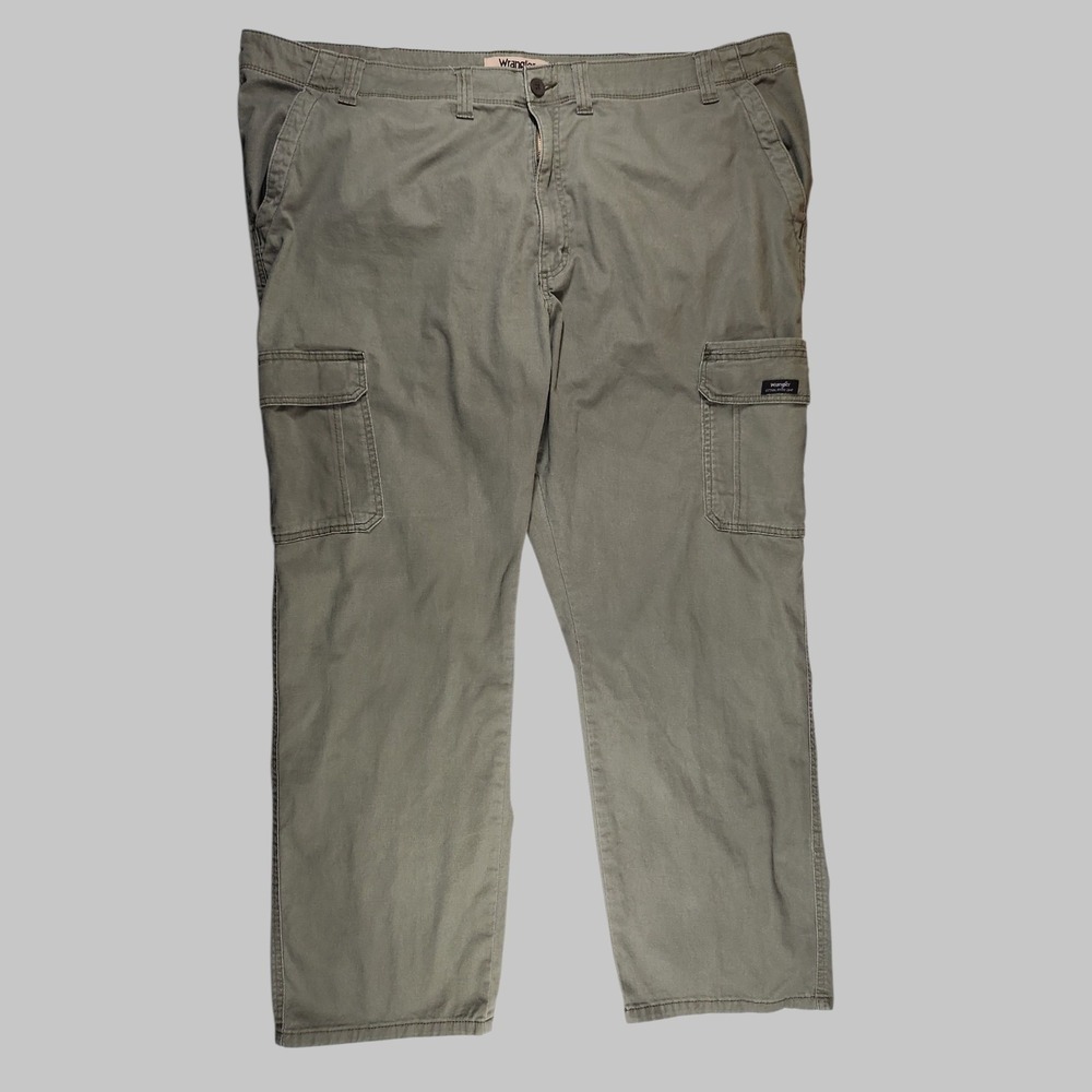 Wrangler Authentics Cargo Pants Mens 48x32 Olive Green Stretch Cotton Utility
